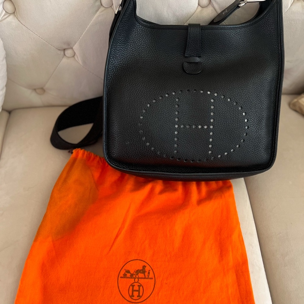 Hermes Black Leather Crossbody Bag